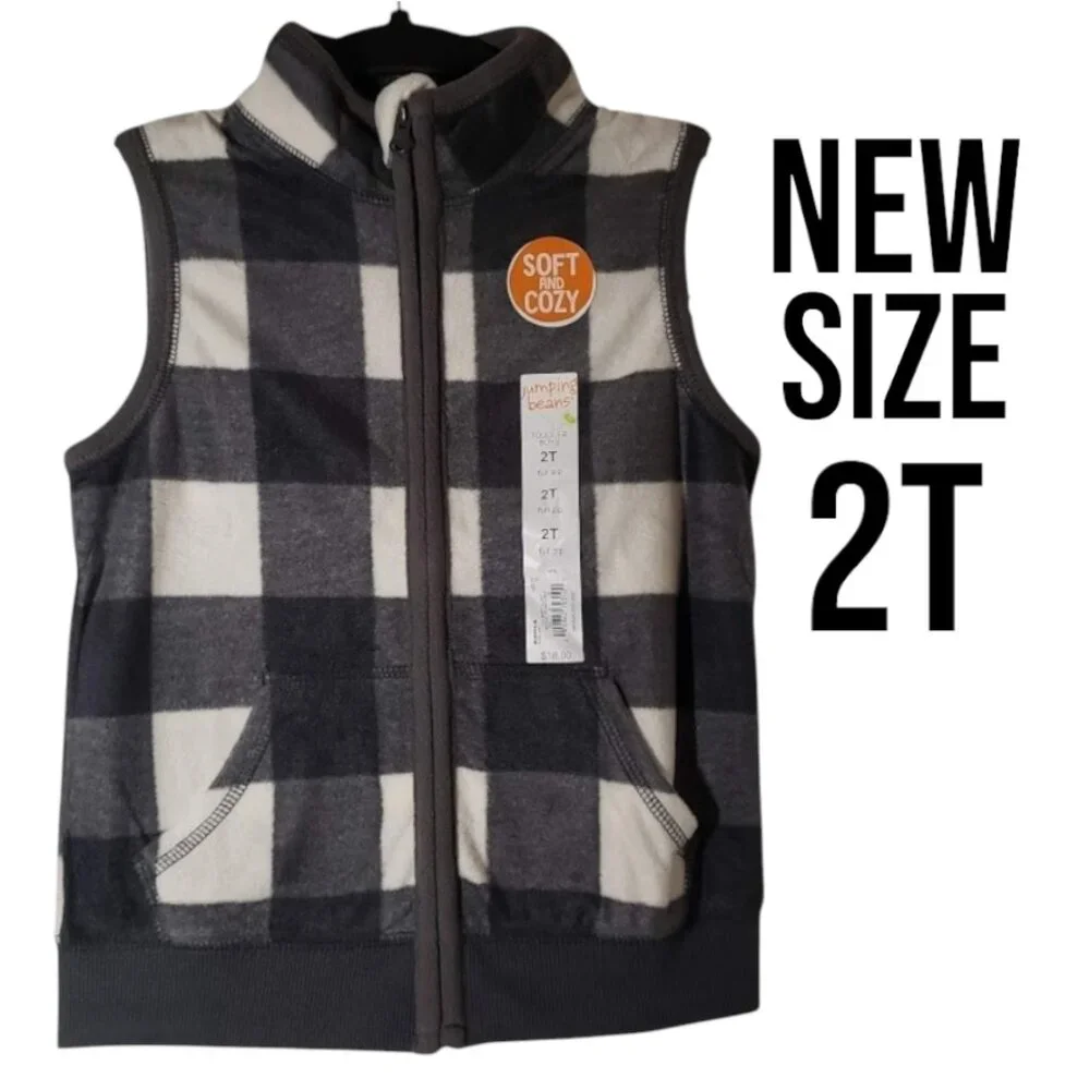 New Baby Boy's Boy Vest Plaid White Gray Size 2T 2 T New with tags